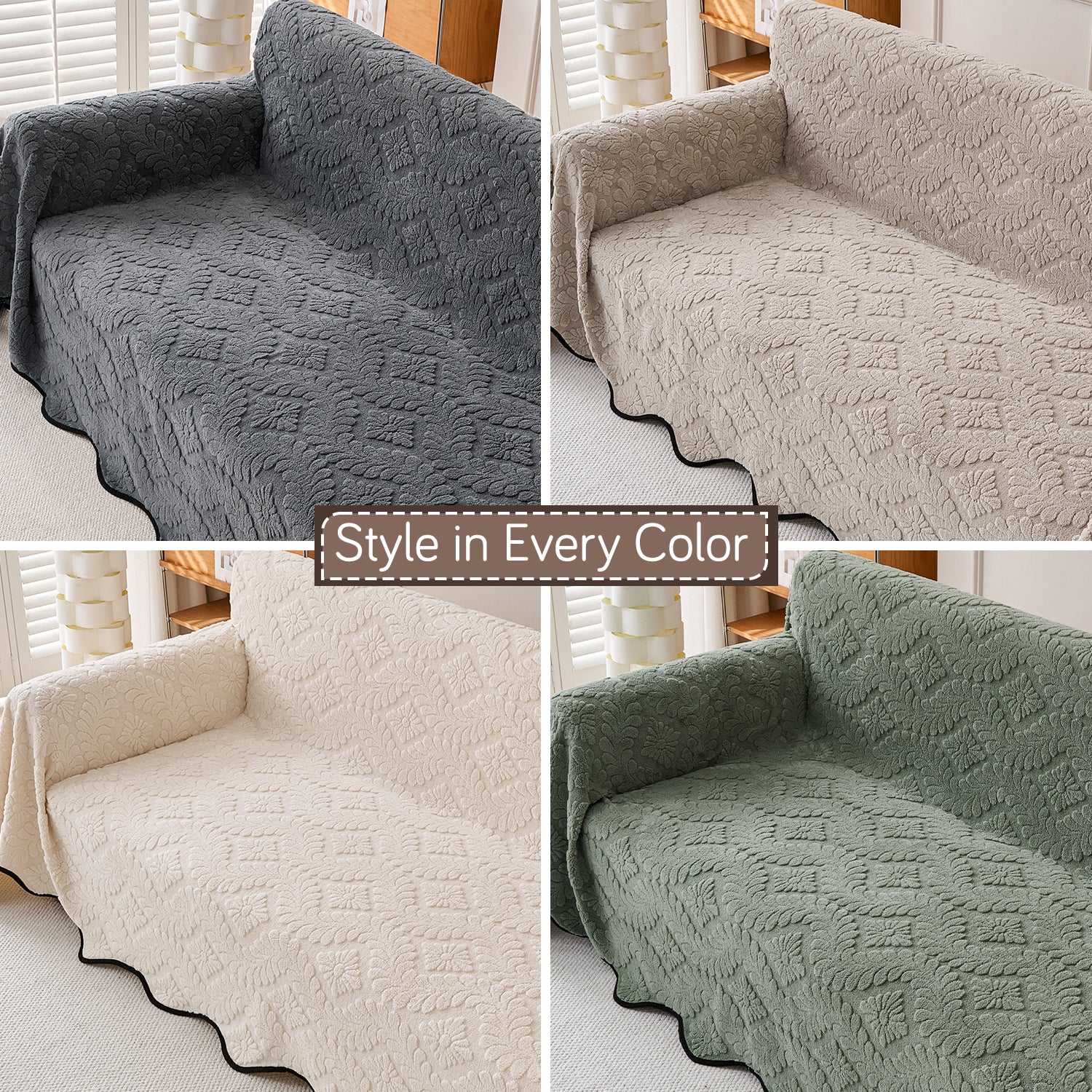 Buy Multiple Colours Wavy Petal Crest Series Plush Sofa Throw | HOKIPO