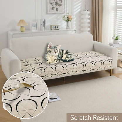HOKIPO Water Repellent + Waterproof Quilted Sofa Mats, Natural Beige Abstract Art