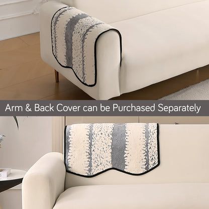 Luxury Wavy Plush Anti-Slip Sofa Cover Mats - Pewter Grey