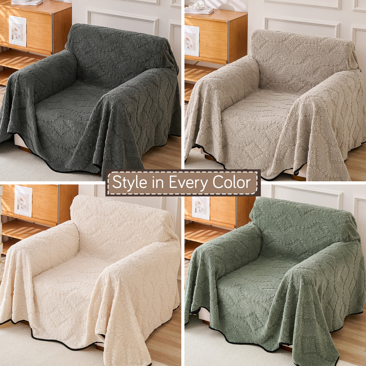 Buy Multiple Colour Wavy Petal Crest Series Plush Sofa Throw | HOKIPO