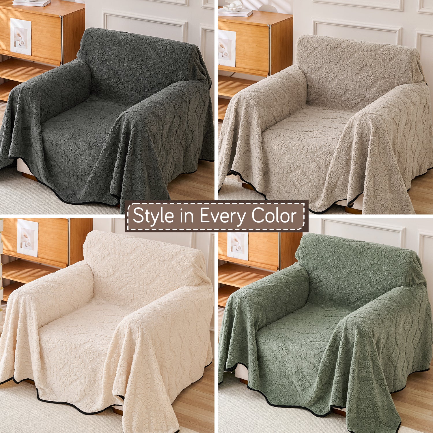 Buy Multiple Colours Wavy Petal Crest Series Plush Sofa Throw | HOKIPO