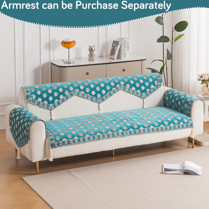 Heritage Weave Premium Jacquard Sofa Cover Set with Tassels - Emerald Teal