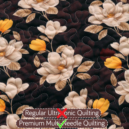 Florentina Series Printed Holland Velvet Sofa Mat - Camellia Brown