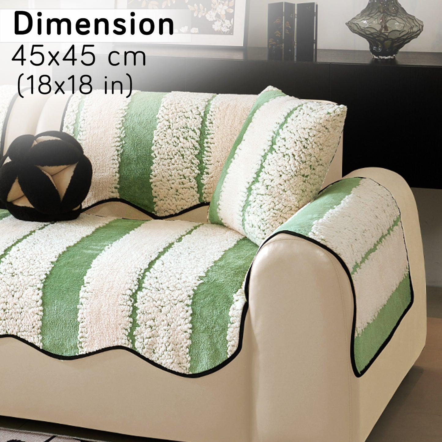 Luxury Wavy Plush Cushion Cover for Sofa - Pistachio Green