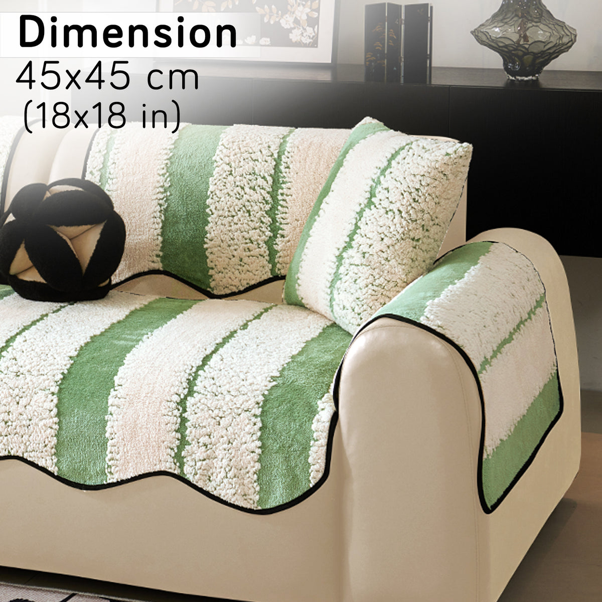 Luxury Wavy Plush Cushion Cover for Sofa - Pistachio Green - Pack of 2