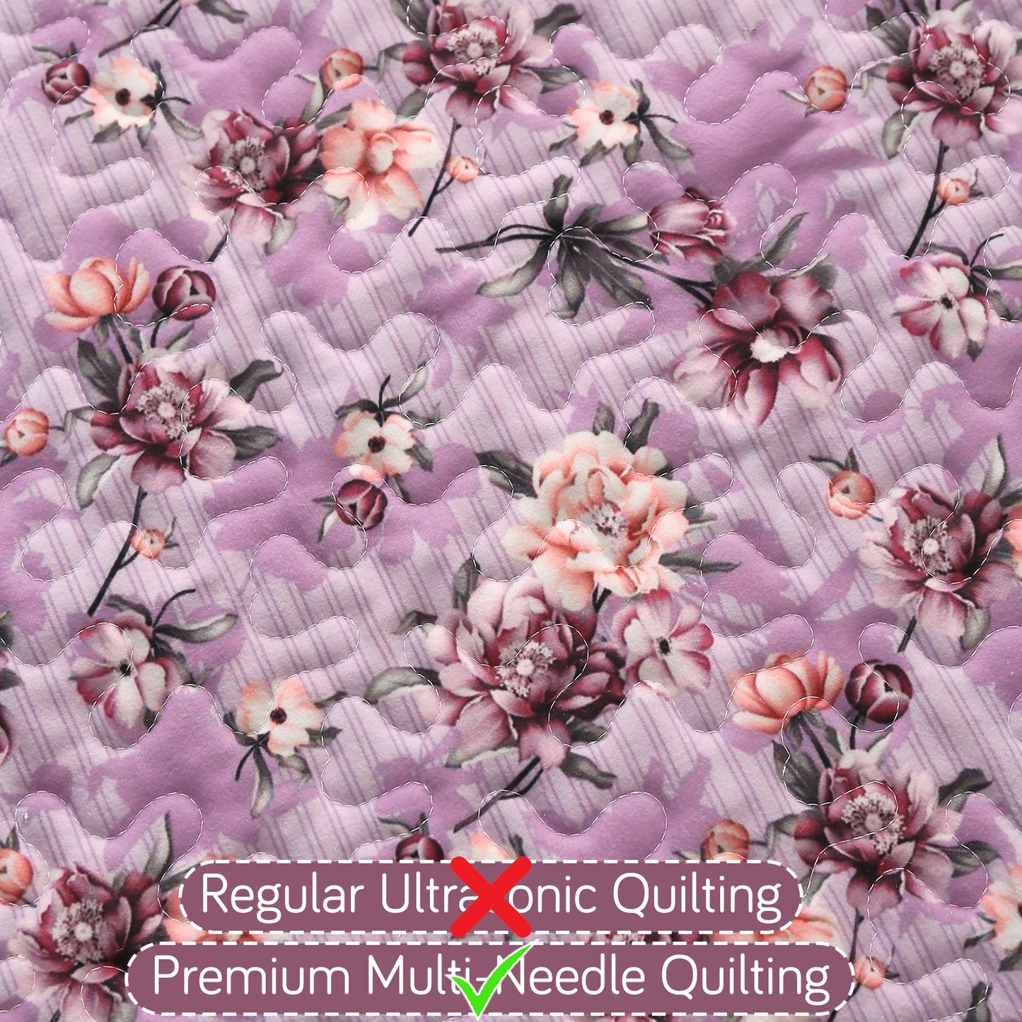 Florentina Series Printed Holland Velvet Sofa Mat - Peony Lavender