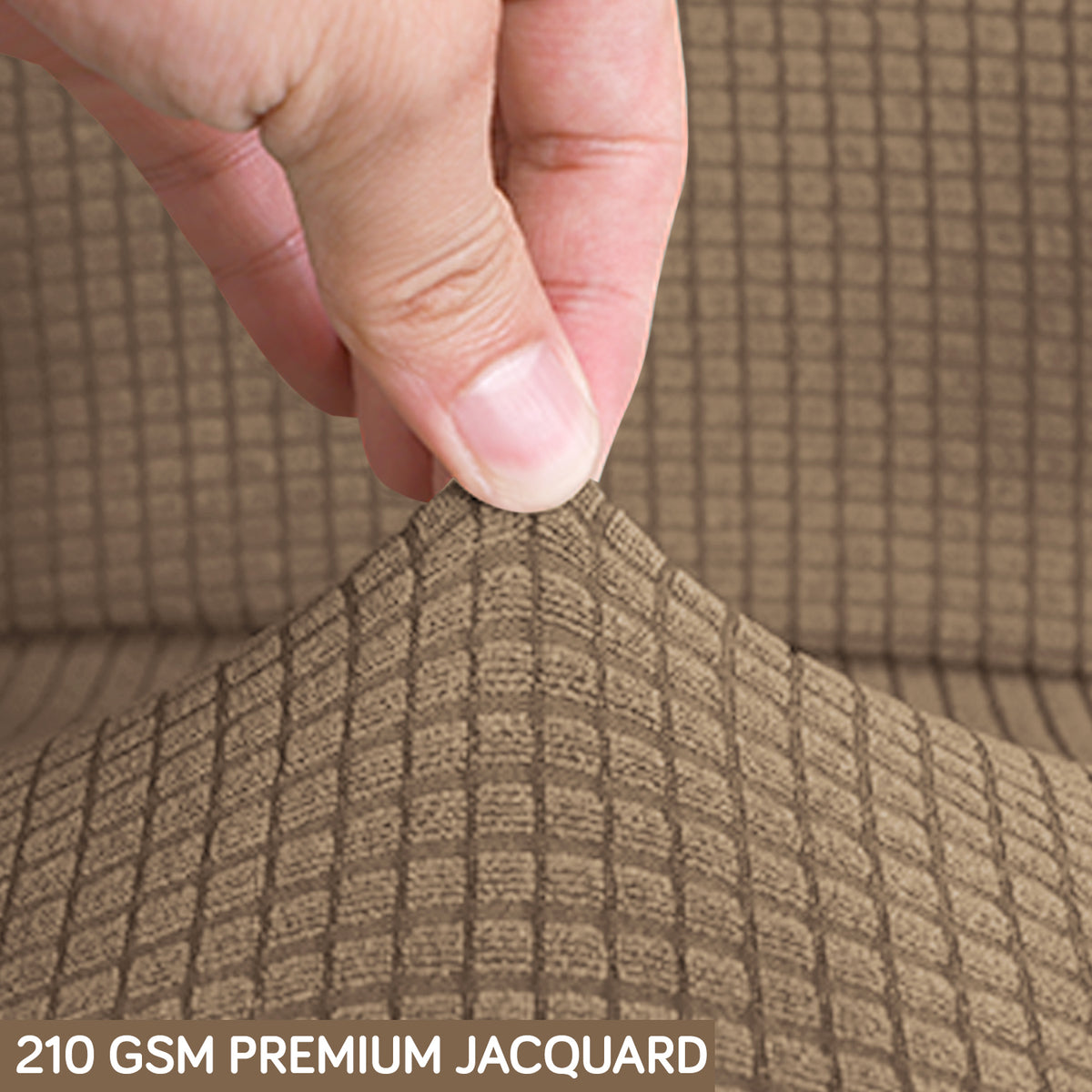 Water Repellent Office Chair Cover for Executive Chair (High-Back) – 210 GSM Stretchable Jacquard – Washable & Anti-Slip – Fits Big & Tall Office Chairs, Camel