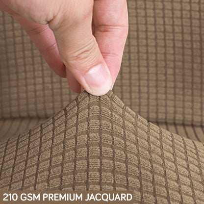Water Repellent Office Chair Cover for Executive Chair (High-Back) – 210 GSM Stretchable Jacquard – Washable & Anti-Slip – Fits Big & Tall Office Chairs, Camel