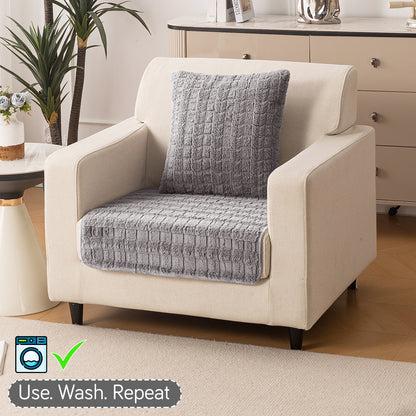 Premium Plush Anti Slip Sofa Mat for 1/2/3 Seater, Light Grey