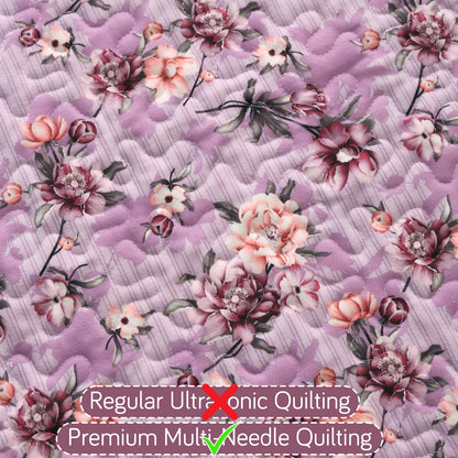 Florentina Series Printed Holland Velvet Sofa Mat - Peony Lavender