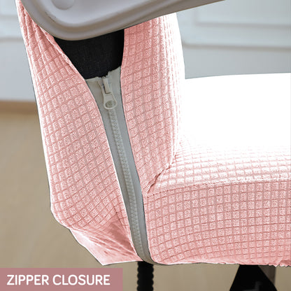 Water Repellent Office Chair Cover for Executive Chair (High-Back) – 210 GSM Stretchable Jacquard – Washable & Anti-Slip – Fits Big & Tall Office Chairs, Pink