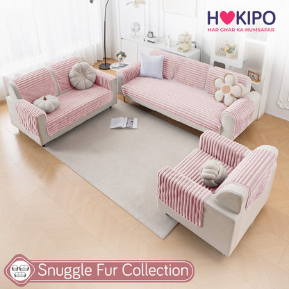 Faux Rabbit Fur Plush Anti-Slip Sofa Mat |Snuggle Fur Soft Pink
