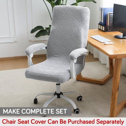 170gsm Jacquard Office Chair Arm Rest Cover (Elastic Style), 1 Pair, Light Grey