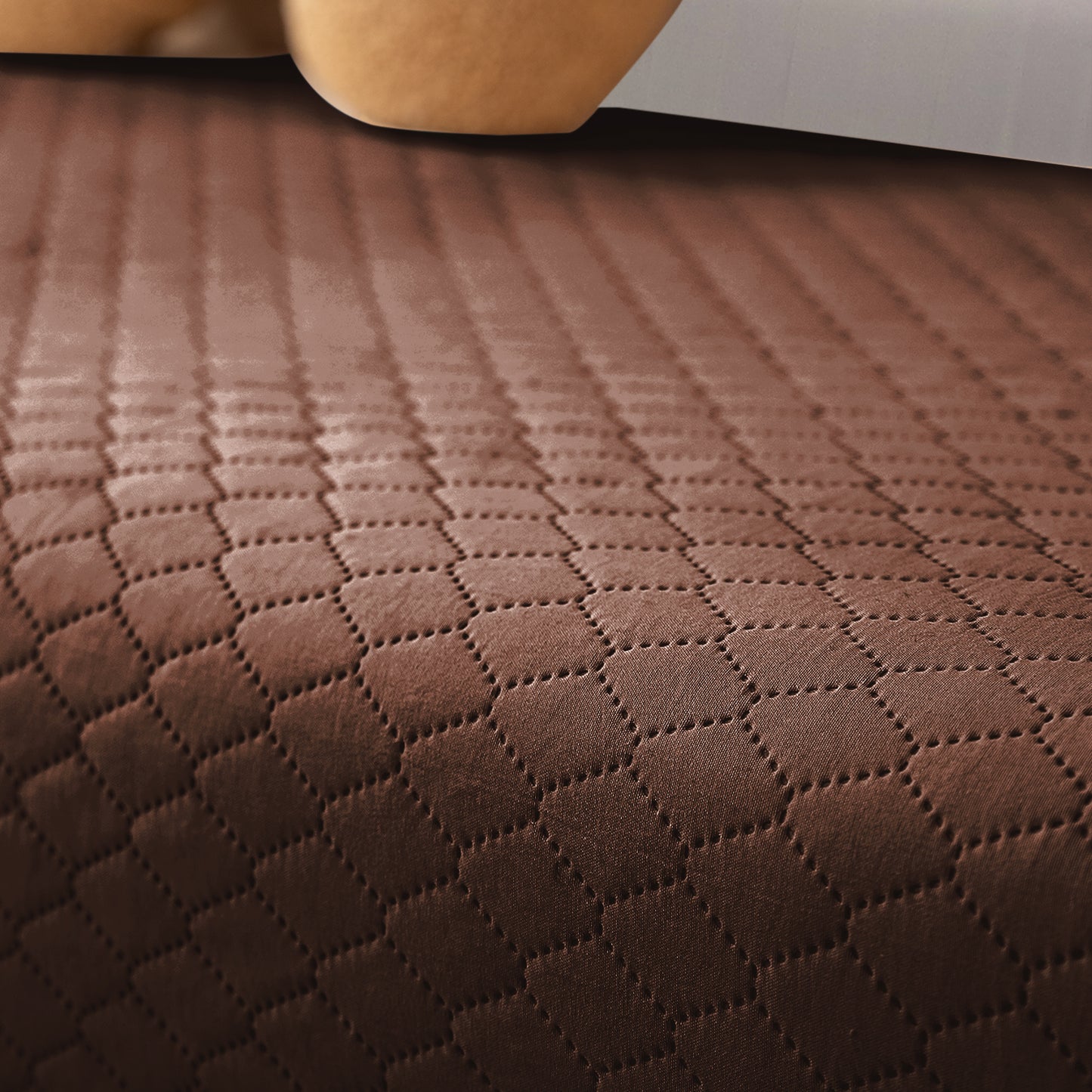 Quilted Sofa Cover Mat for 1/2/3 Seater Sofa, Dark Coffee