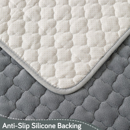 Diamond Plush Pebble Quilted Sofa Cover Mat, Grey