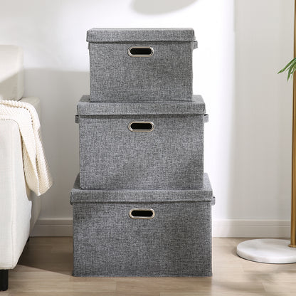 Multipurpose Foldable Storage Box with Lid, Extra Large 50x35x32 cm, Grey