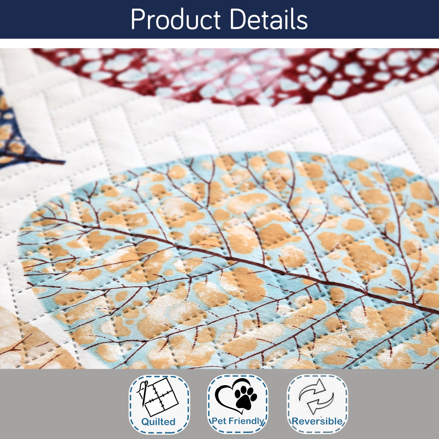HomeHues Series Quilted Sofa Cover with Secure Fit Belt for L Shape sofa, Multicolor Linden Leaf