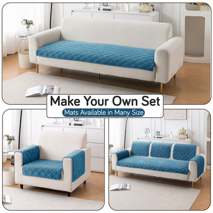 Diamond Tuft Plush Sofa Cover Mat, Dusty Teal