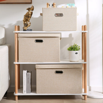 Multipurpose Foldable Storage Box with Lid, Medium / Large / Extra Large, Beige
