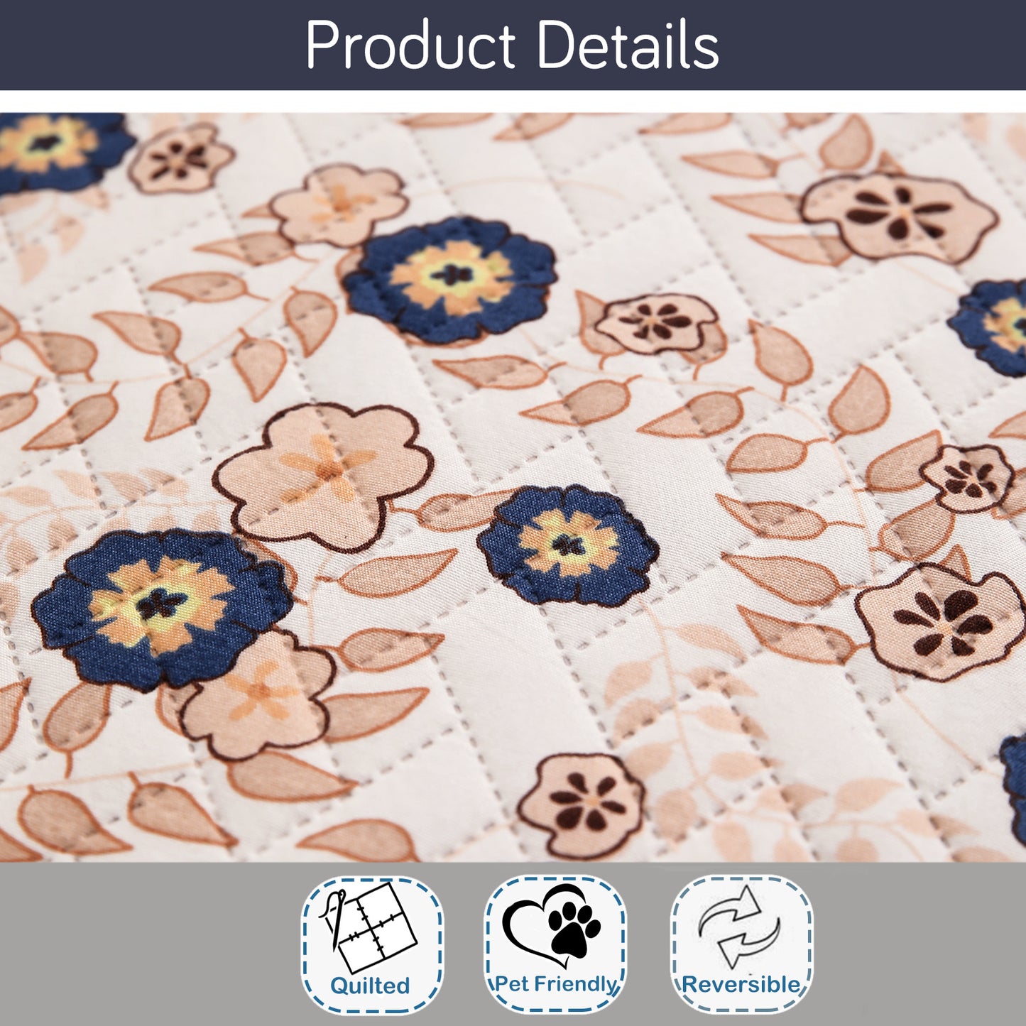 HomeHues Series Quilted Sofa Cover with Secure Fit Belt for L Shape sofa, Light Peach Candytuft
