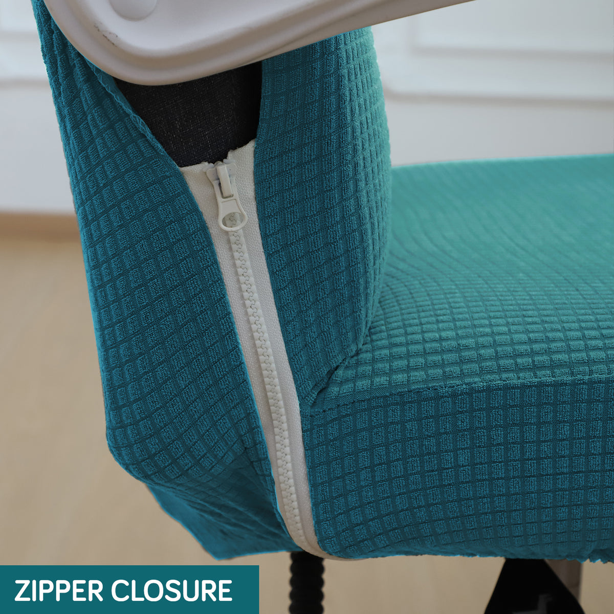 Water Repellent Office Chair Cover for Executive Chair (High-Back) – 210 GSM Stretchable Jacquard – Washable & Anti-Slip – Fits Big & Tall Office Chairs, Teal
