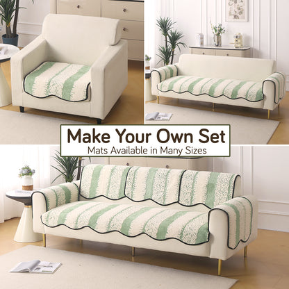 Luxury Wavy Plush Anti-Slip Sofa Cover Mats - Pistachio Green