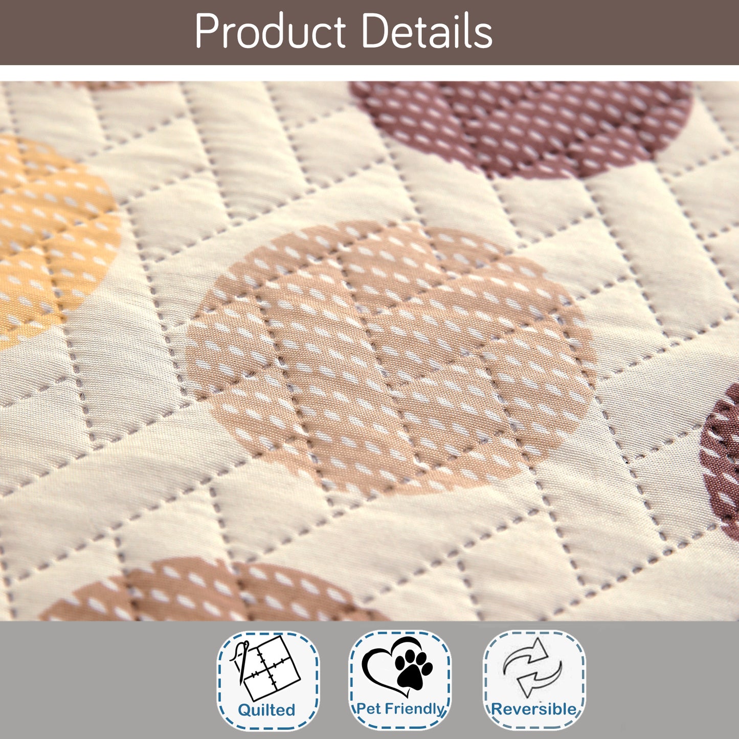 HomeHues Series Quilted Sofa Cover with Secure Fit Belt for L Shape sofa, Brown Polka Dot