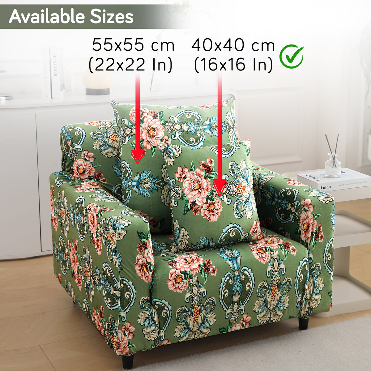 Buy Green Victorian Garden Printed Zippered Velvet Cushion Covers | 16x16 & 22x22 Inch Size