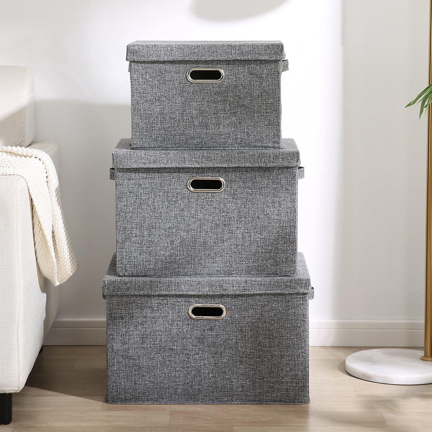 Multipurpose Foldable Storage Box with Lid, Medium / Large / Extra Large, Grey