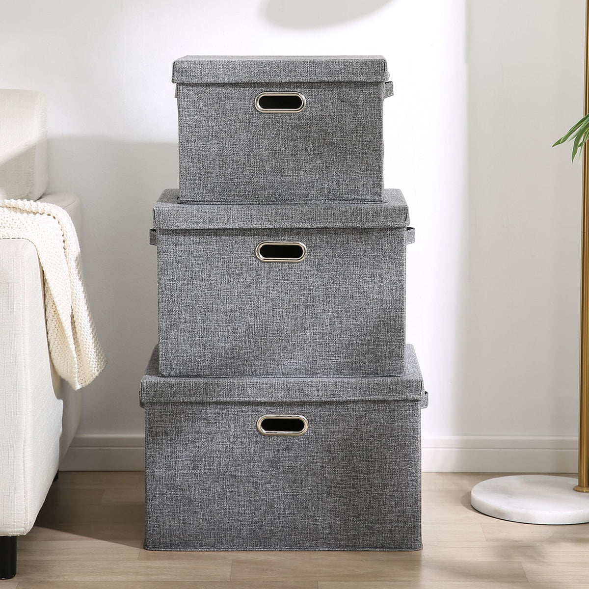 Multipurpose Foldable Storage Box with Lid, Medium / Large / Extra Large, Grey