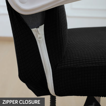 Water Repellent Office Chair Cover for Executive Chair (High-Back) – 210 GSM Stretchable Jacquard – Washable & Anti-Slip – Fits Big & Tall Office Chairs, Black