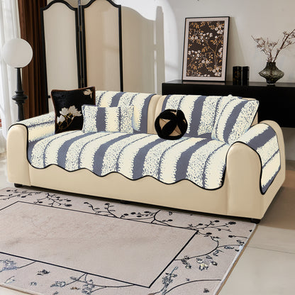 Luxury Wavy Plush Cushion Cover for Sofa - Pewter Grey
