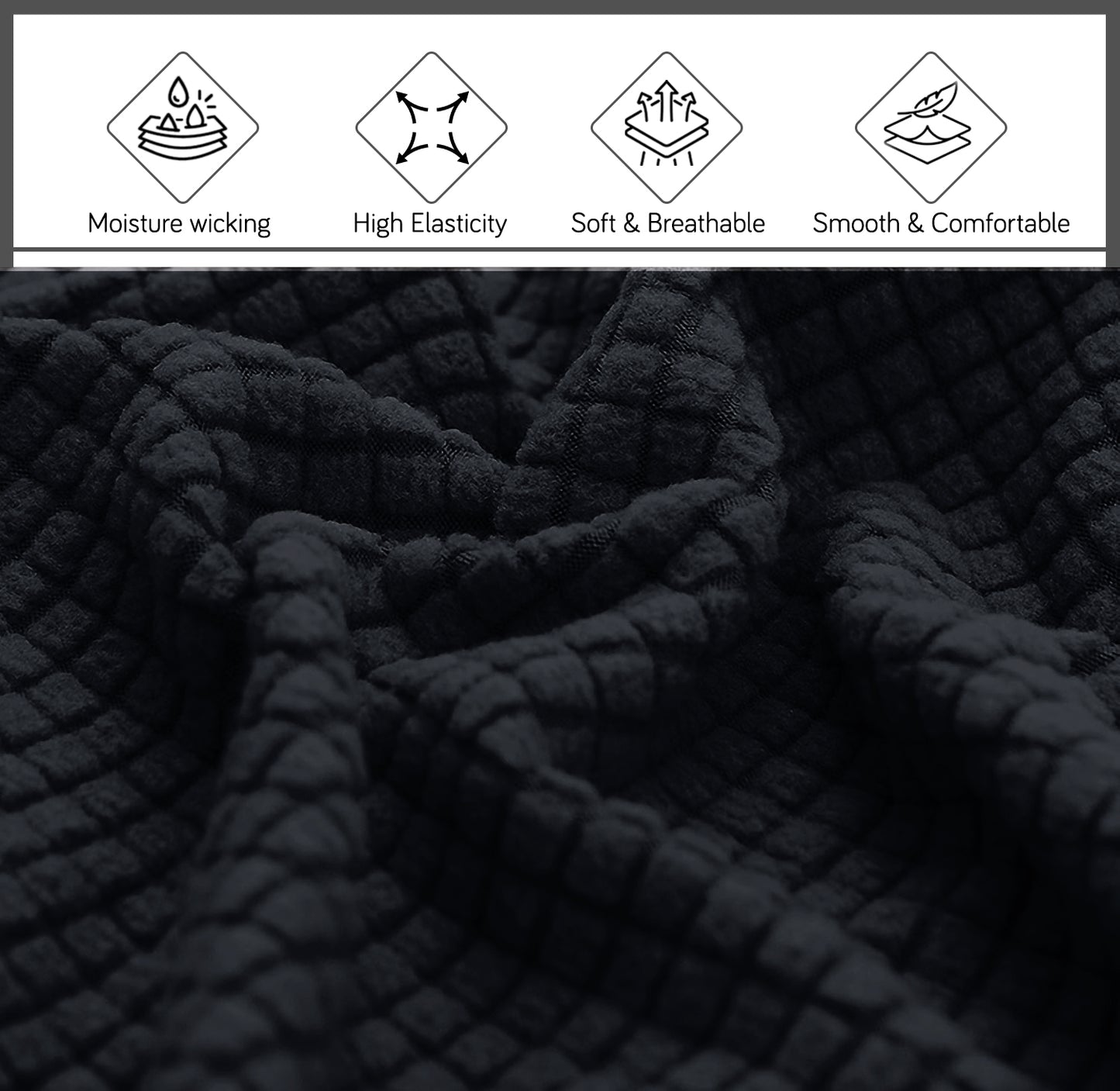 HOKIPO Jacquard Stretchable Bed Headboard Cover, Black