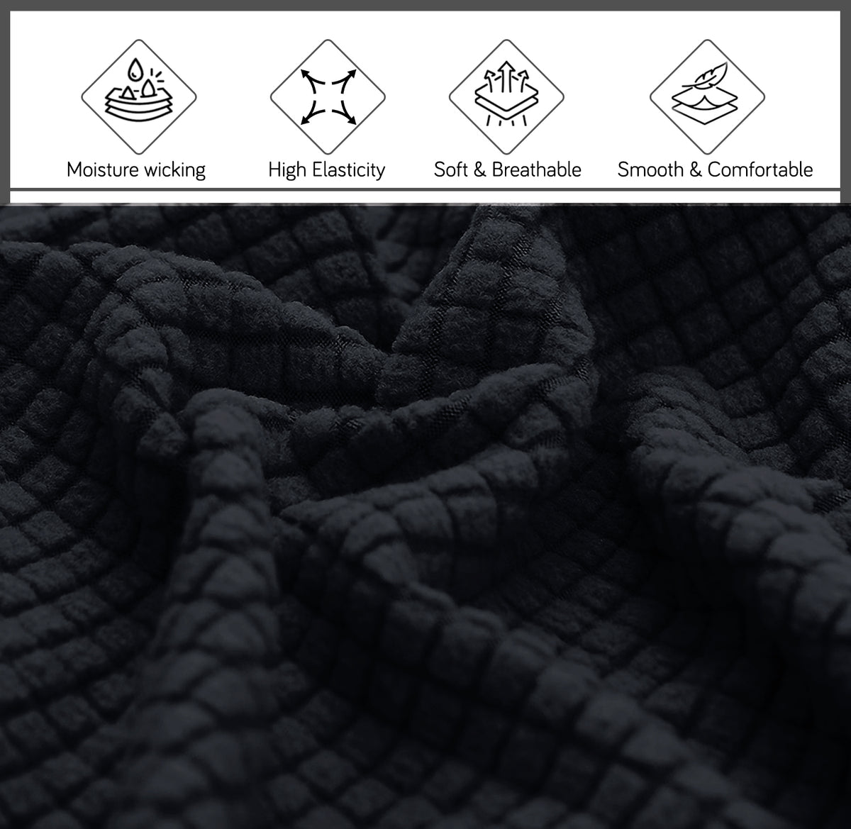 Buy Black Colour jacquard bed headboard cover fabric with high elasticity, soft breathable material and smooth comfortable | HOKIPO