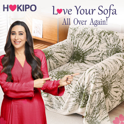 Buy Moss Green Colour DaisyBloom Series Luxury Plush Sofa Throw | HOKIPO