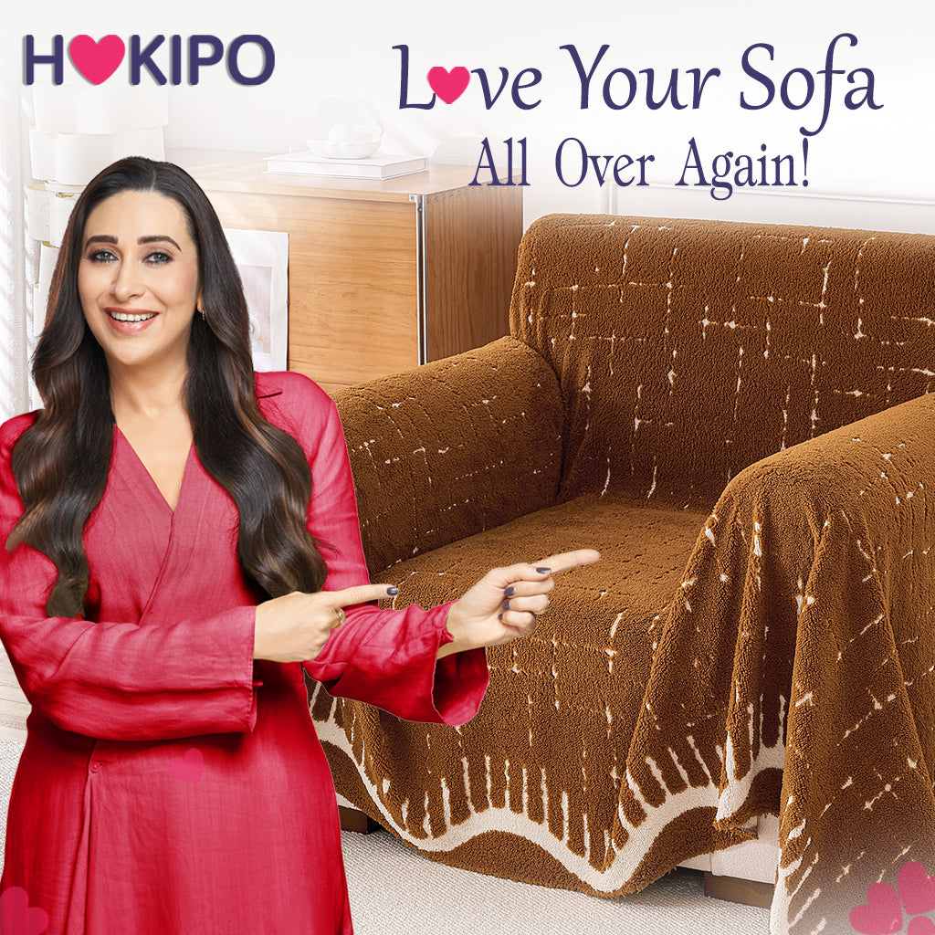 Buy Stylish Brown Colour Supple Soft Wavy Plush Sofa Cover – Single Seater Sofas | HOKIPO