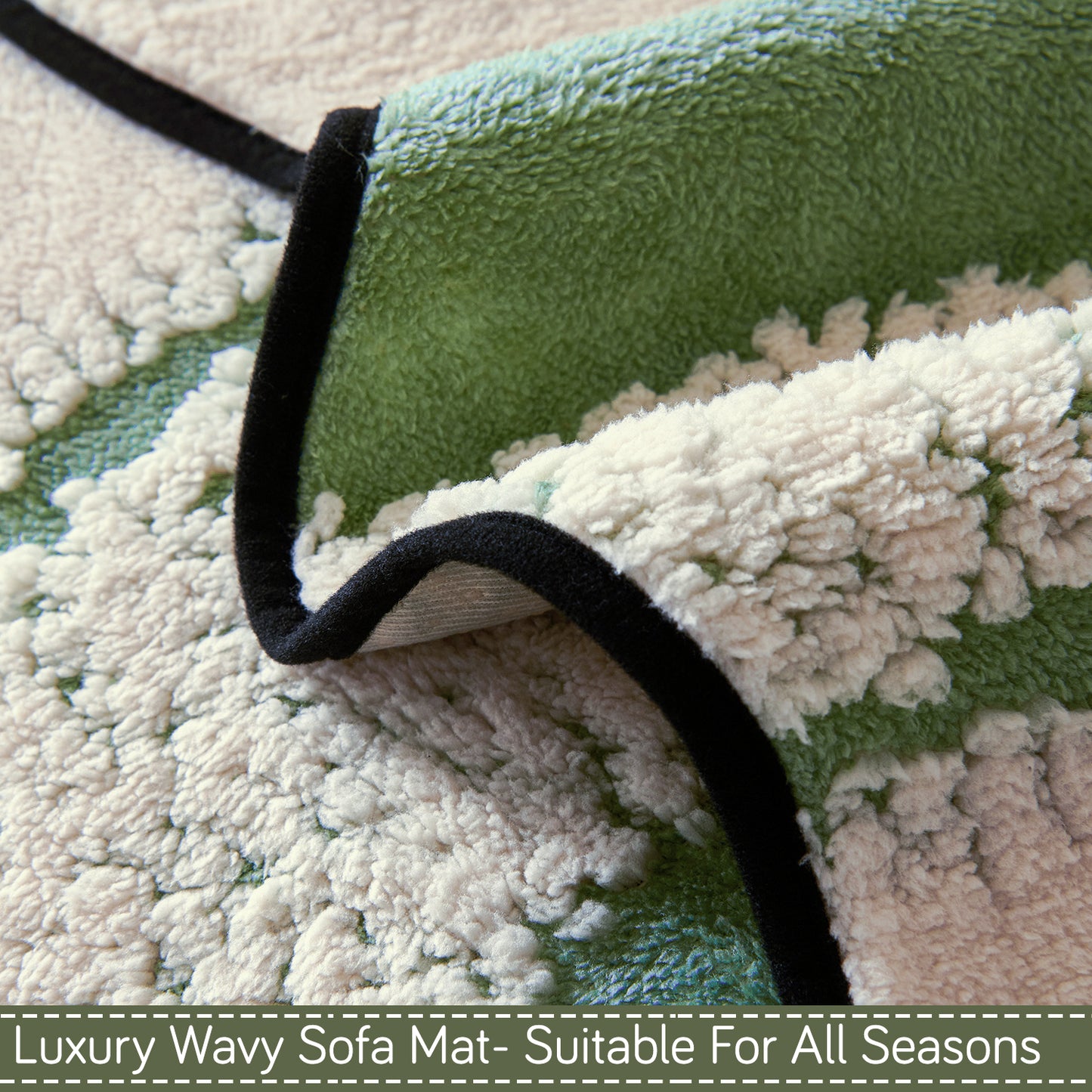 Luxury Wavy Plush Anti-Slip Sofa Cover Mats - Pistachio Green