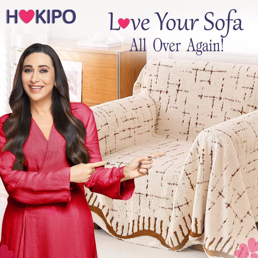 Buy Stylish Cream Brown Colour Supple Soft Wavy Plush Sofa Cover – Single Seater Sofas | HOKIPO