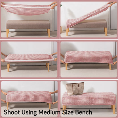 Aria Nova 280 GSM Stretchable Bubble Dining Bench Cover, Tea Rose Pink