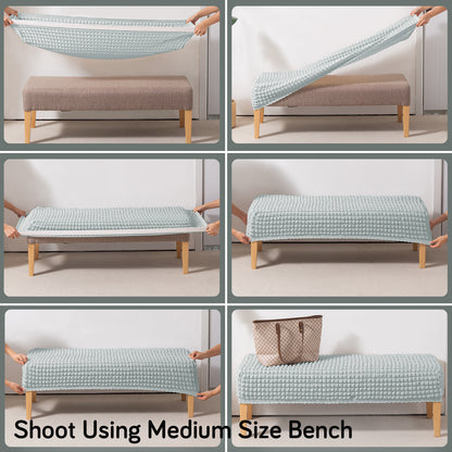 Aria Nova 280 GSM Stretchable Bubble Dining Bench Cover, Light Grey