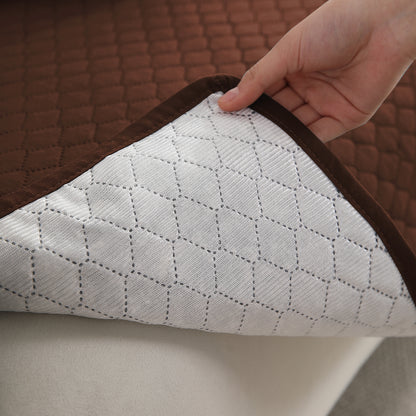 Quilted Sofa Cover Mat for 1/2/3 Seater Sofa, Dark Coffee