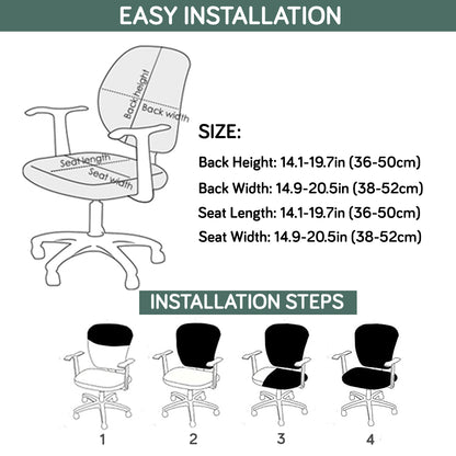 Office Chair Cover for Task Chair – 170 GSM Stretchable Jacquard – Washable & Anti-Slip – Fits Small Office Chairs Without Headrest, Green