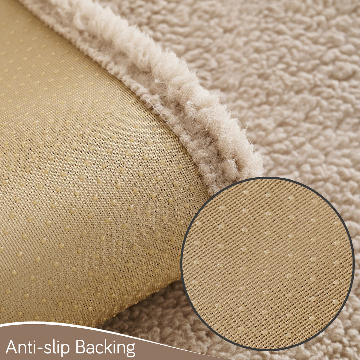 CloudHug Plush Sofa Cover Mat with PomPom and Wavy Edges, Vanilla Latte