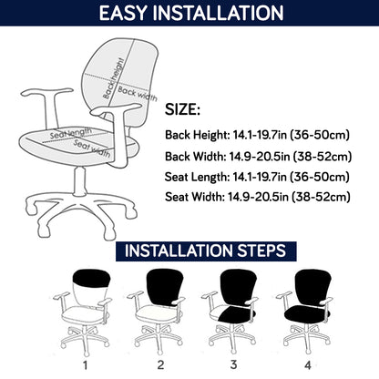 Office Chair Cover for Task Chair – 170 GSM Stretchable Jacquard – Washable & Anti-Slip – Fits Small Office Chairs Without Headrest, Navy Blue