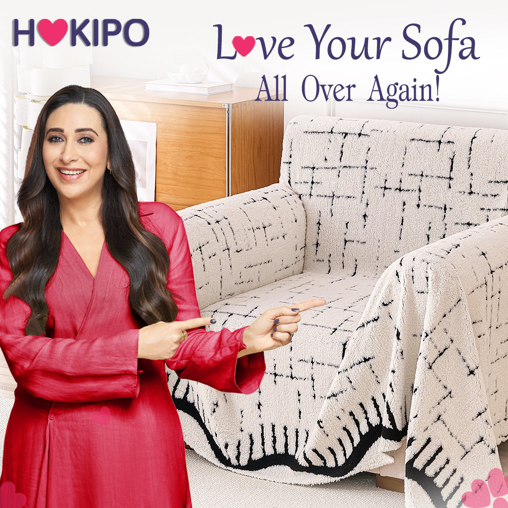 Buy Stylish Off-White Colour Supple Soft Wavy Plush Sofa Cover – Single Seater Sofas | HOKIPO