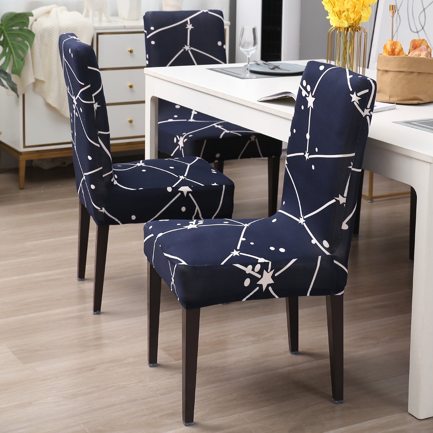 Elastic Stretchable Dining Chair Cover, Midnight Blue
