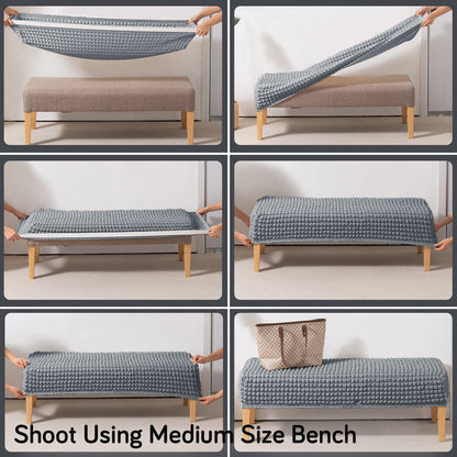 Aria Nova 280 GSM Stretchable Bubble Dining Bench Cover, Dark Grey