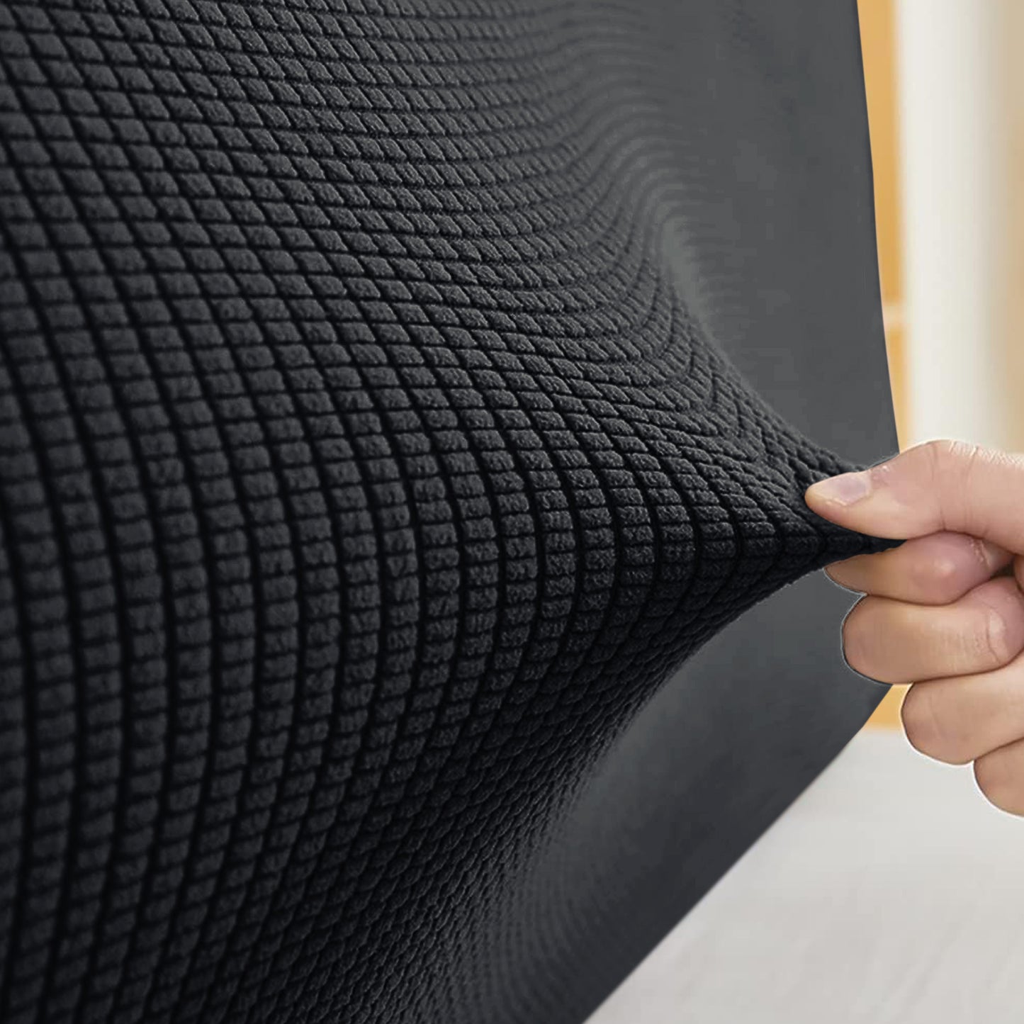 HOKIPO Jacquard Stretchable Bed Headboard Cover, Black