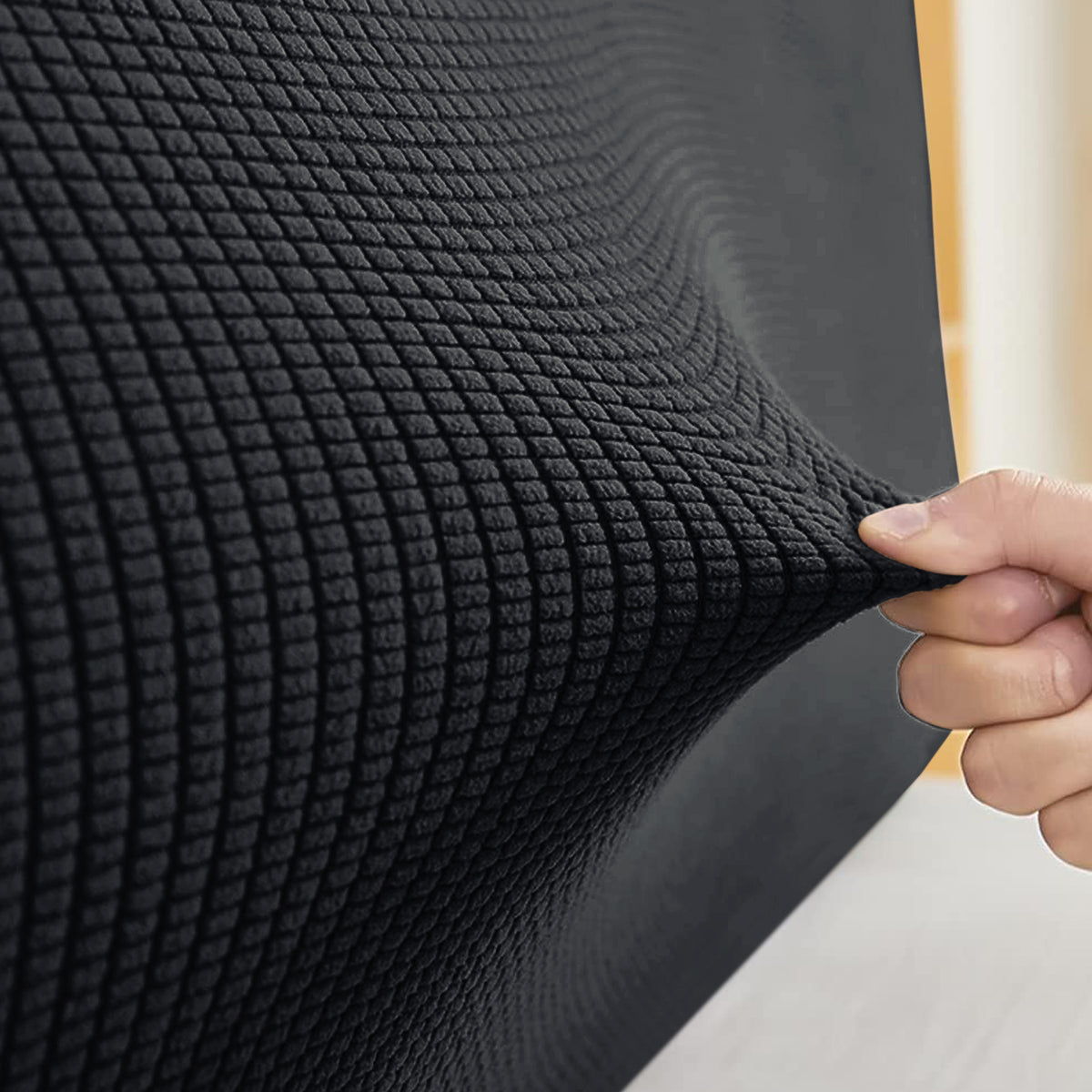 Buy HOKIPO Black Colour Stretchable Jacquard Bed Headboard Cover