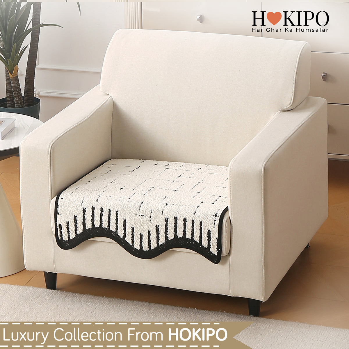Premium Supple Soft Wavy Sofa Cover Mat, Off White